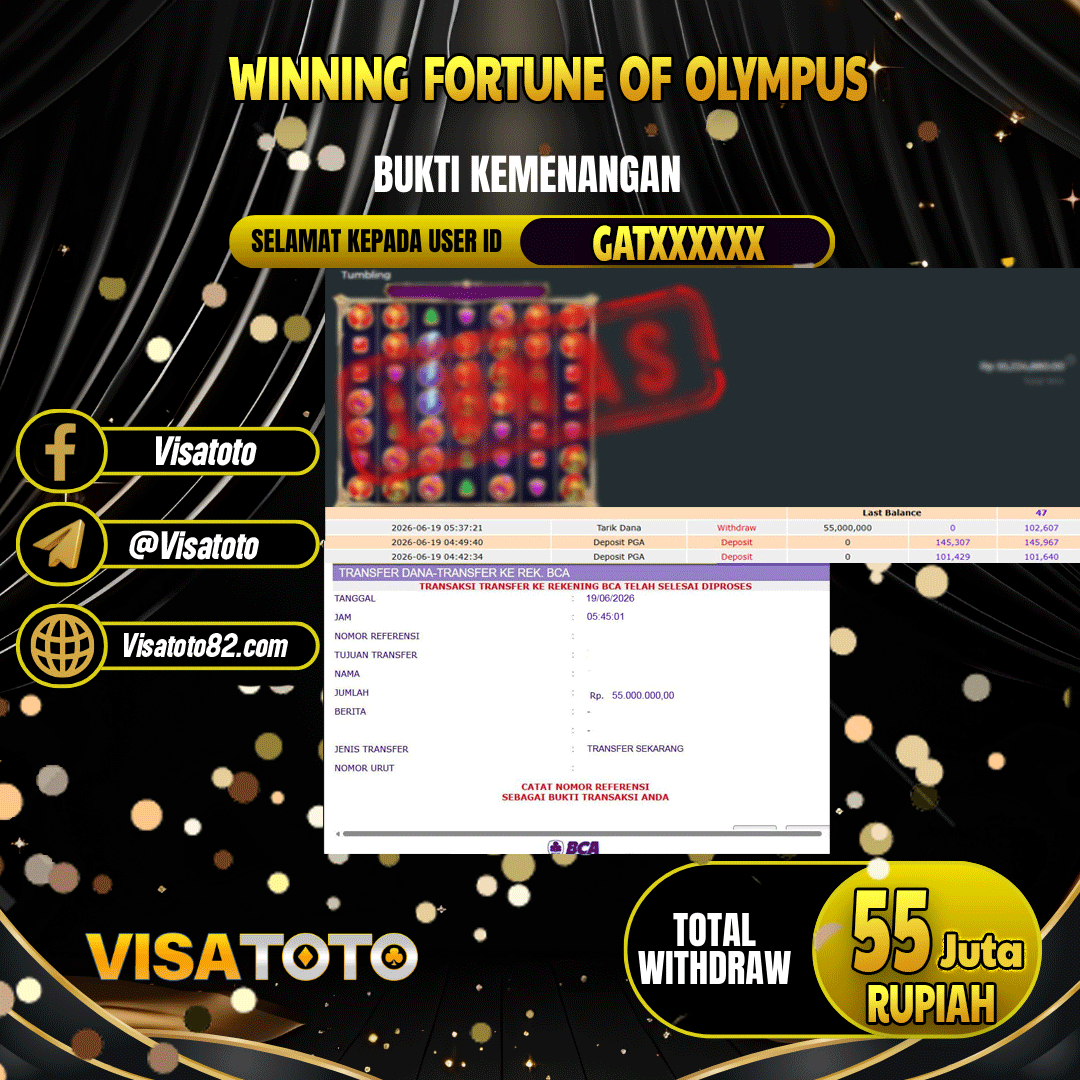 VISATOTO JACKPOT SLOT FORTUNE OF OLYMPUS RP.55.000.000,- LUNAS USER ID  GAT***