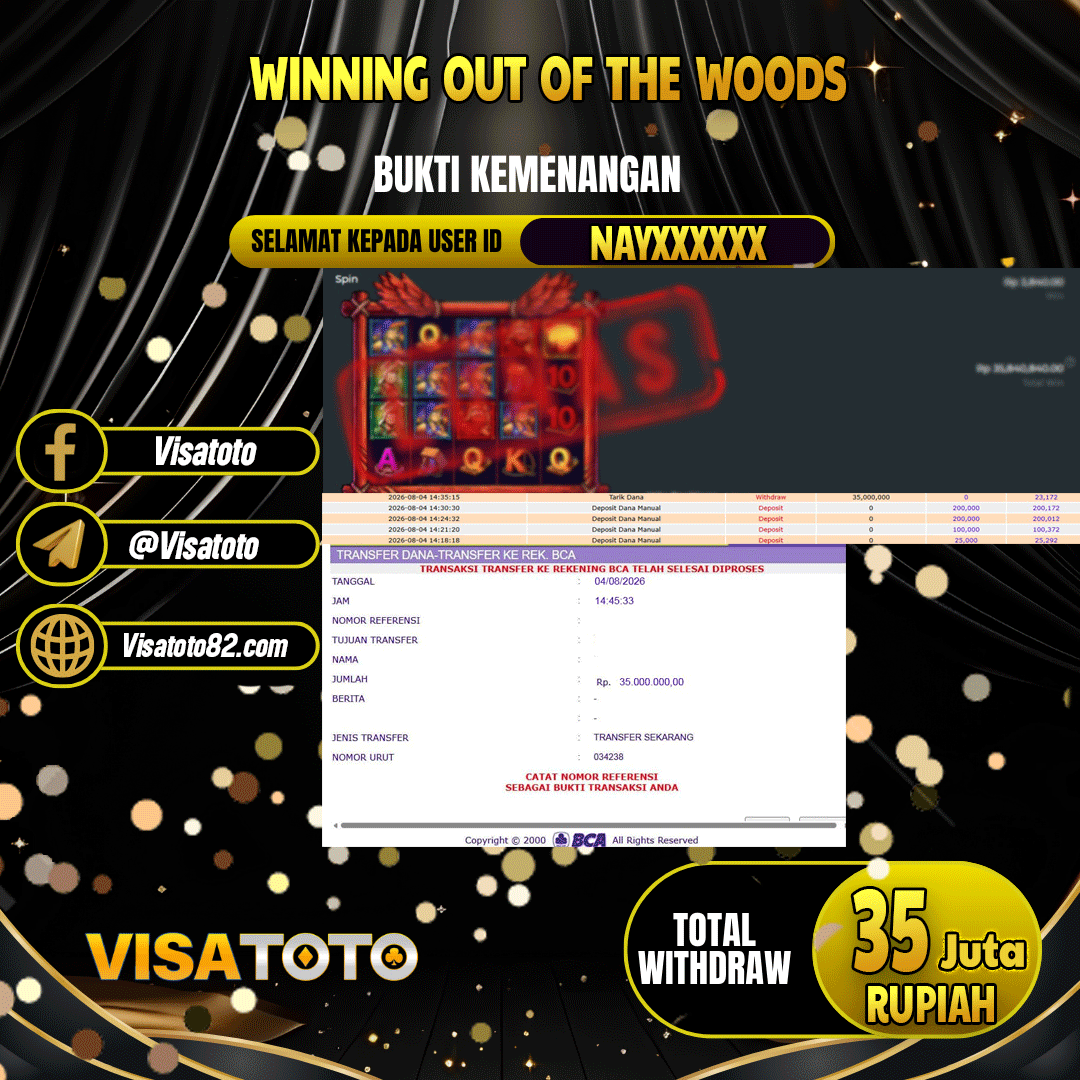 VISATOTO  JACKPOT SLOT OUT OF THE WOODS RP.35.000.000, - LUNAS USER  ID NAY***