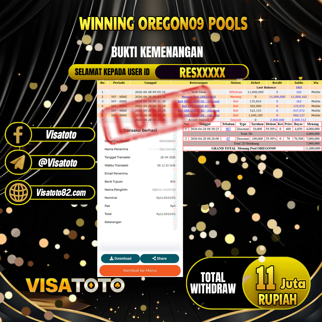 VISATOTO JACKPOT TOGEL OREGON 09 RP.11.000.000,- LUNAS USER ID RES***