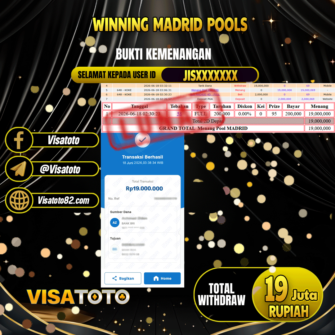 VISATOTO JACKPOT TOGEL MADRID RP.19.000.000,- LUNAS USER ID JIS***